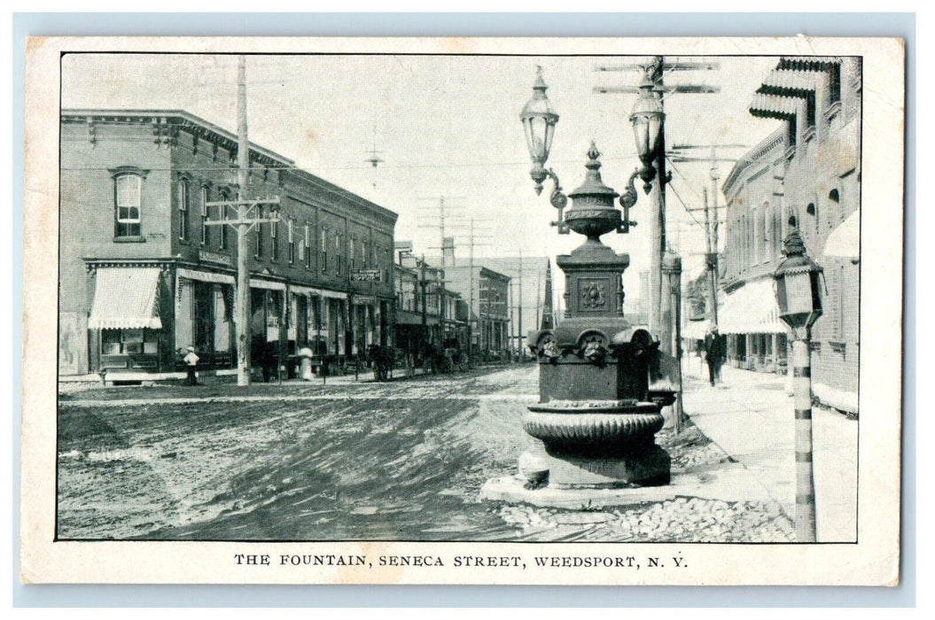 1910 The Fountain Seneca Street Weedsport New York NY Posted Antique Postcard