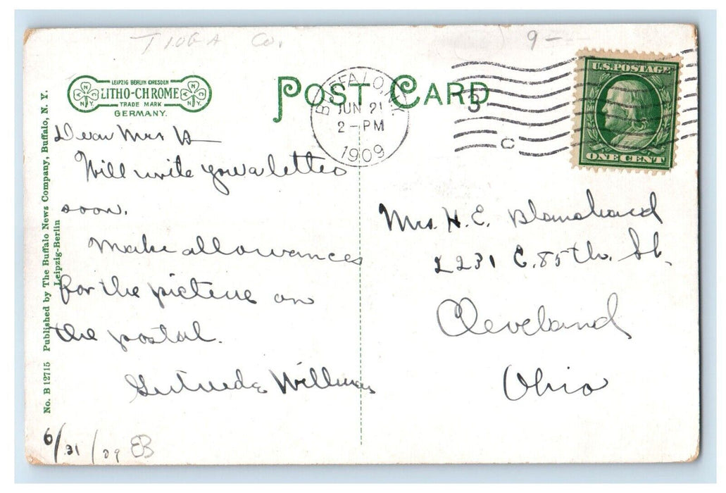 1909 Erie Train Railroad Station Depot Waverly New York NY Antique Postcard