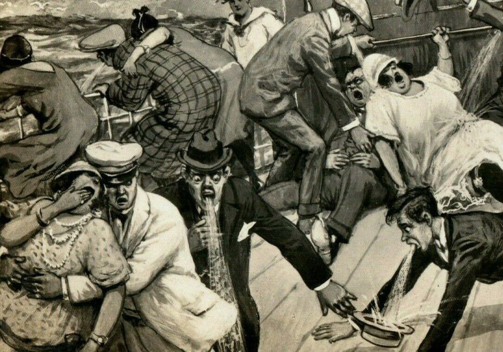 Passengers Throwing Up Puking Ship "Sturmische Seefahrt" Germany c1910 Postcard