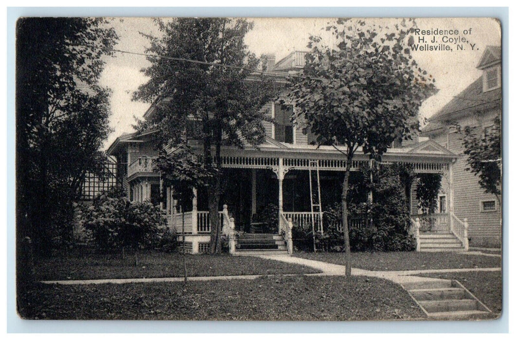 c1910's Residence Of H. J. Coyle House Wellsville New York NY Antique Postcard