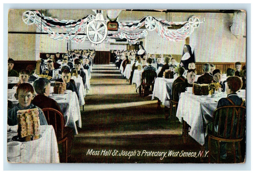 1908 Mess Hall St. Joseph Protectory Interior West Seneca New York NY Postcard