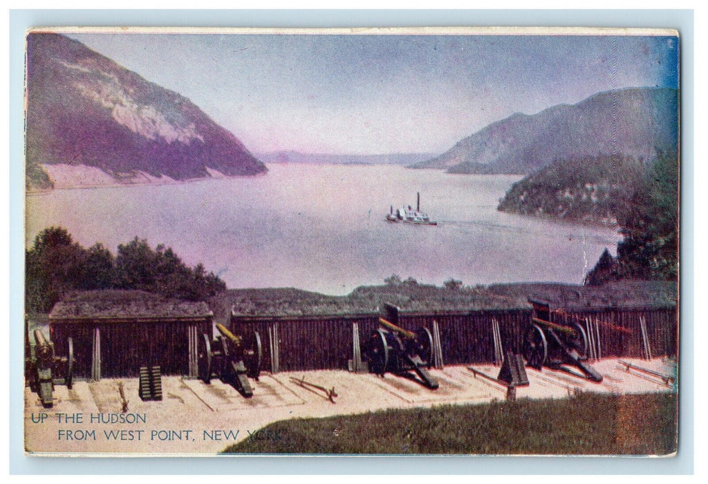 c1905 Up The Hudson From West Point New York NY, Steamer Scene Antique Postcard