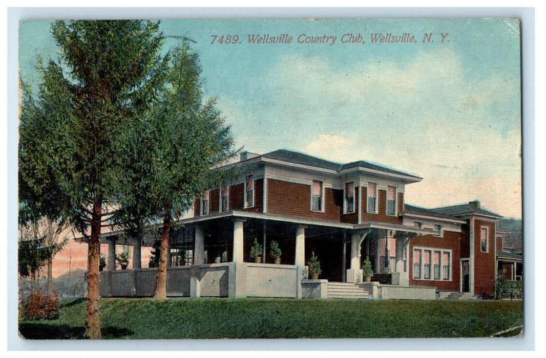 1912 Wellsville Country Club House View Wellsville New York NY Antique Postcard