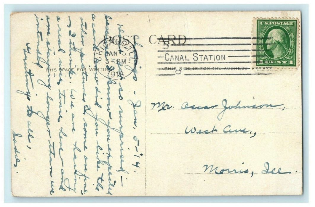 1914 Boating on Lagoon Washington Park Chicago Illinois IL Antique Postcard
