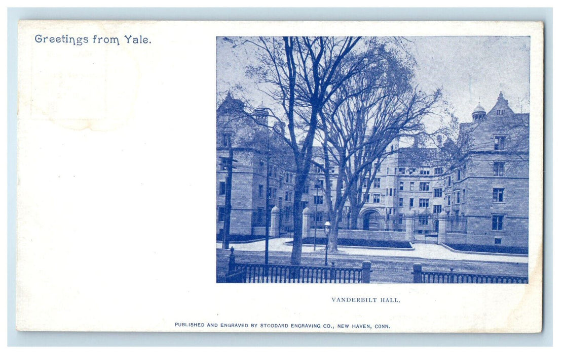 1906 Vanderbilt Hall, Greetings from Yale, New Haven CT PMC Postcard