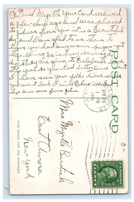 1915 View Of Main Street Looking North Cars Wellsville New York NY Postcard