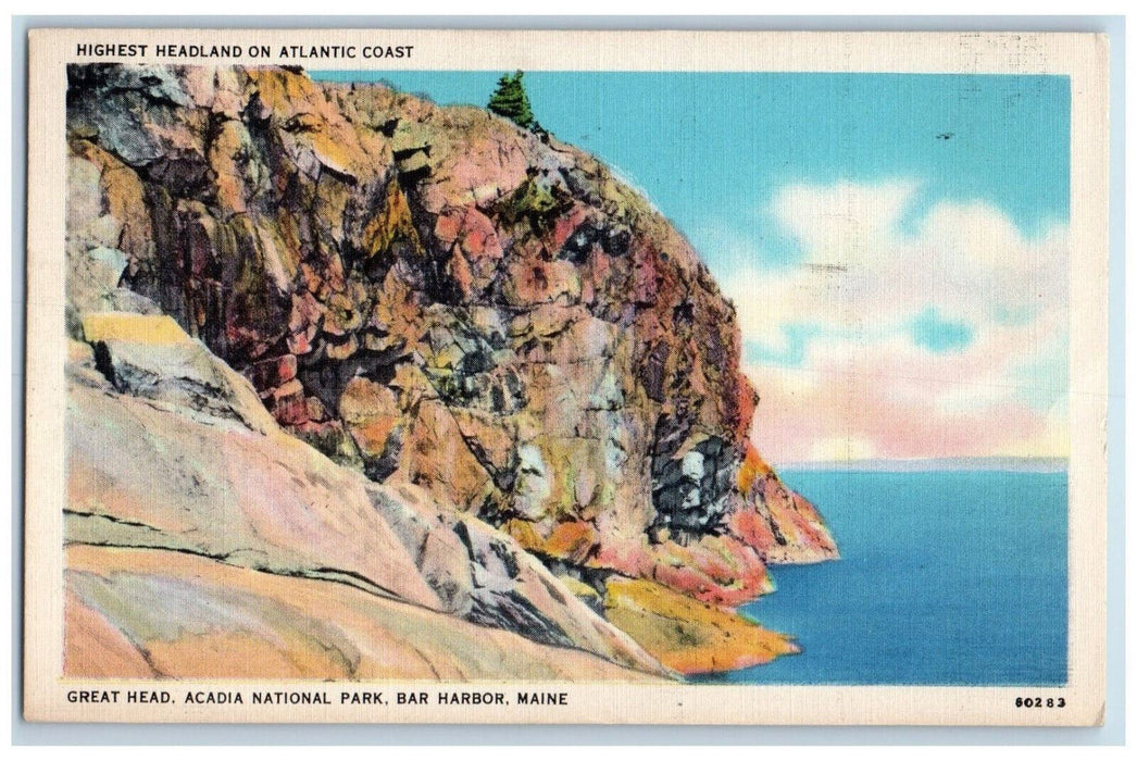 1938 Great Head Acadia National Park, Bar Harbor Maine ME Posted Postcard