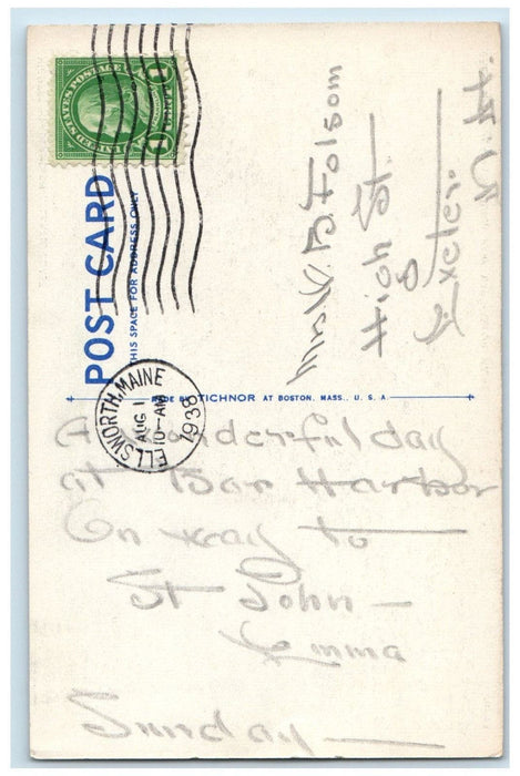 1938 Great Head Acadia National Park, Bar Harbor Maine ME Posted Postcard