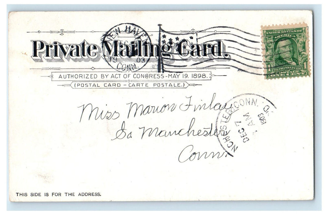 1903 Phelps Hall, Yale University Connecticut CT Posted PMC Postcard