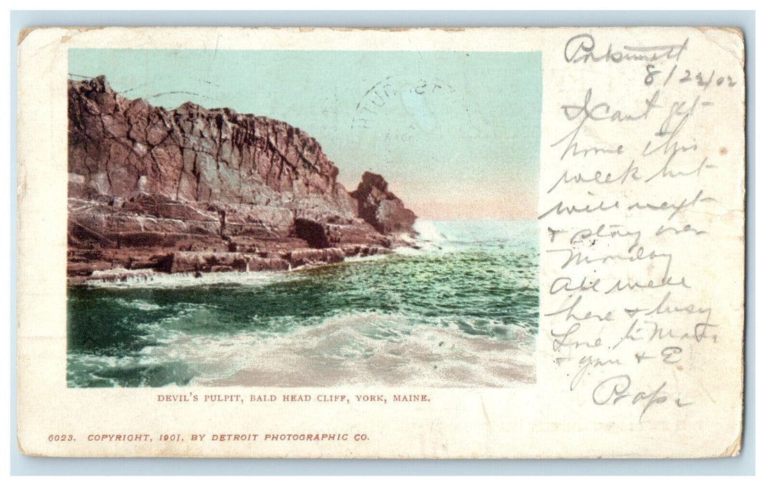 1902 Devil's Pulpit Bald Head Cliff York Maine ME Mystic CT PMC Postcard