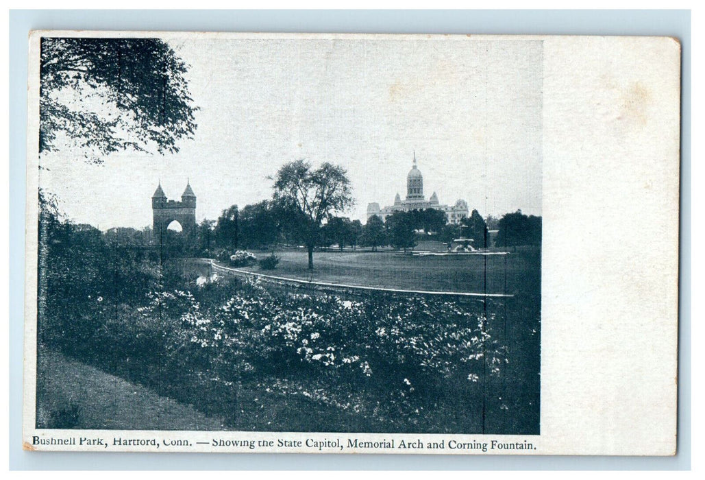 c1900s Bushnell Park Showing the State Capitol Connecticut CT PMC Postcard