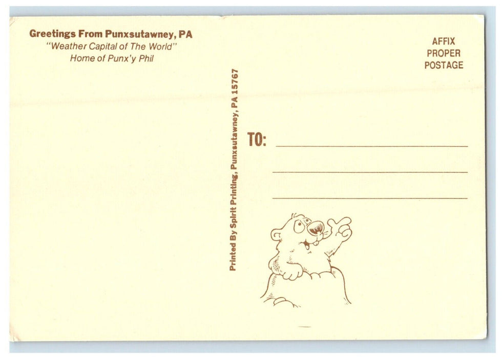 Punxsutawney PA, Wake-up Call For Groundhog Day Greetings Postcard