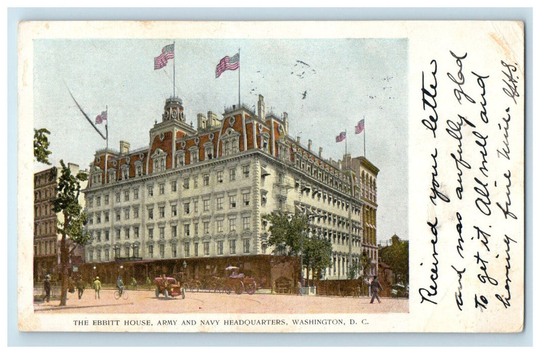 1906 The Ebbitt House, Army and Navy Headquarters Washington DC Postcard