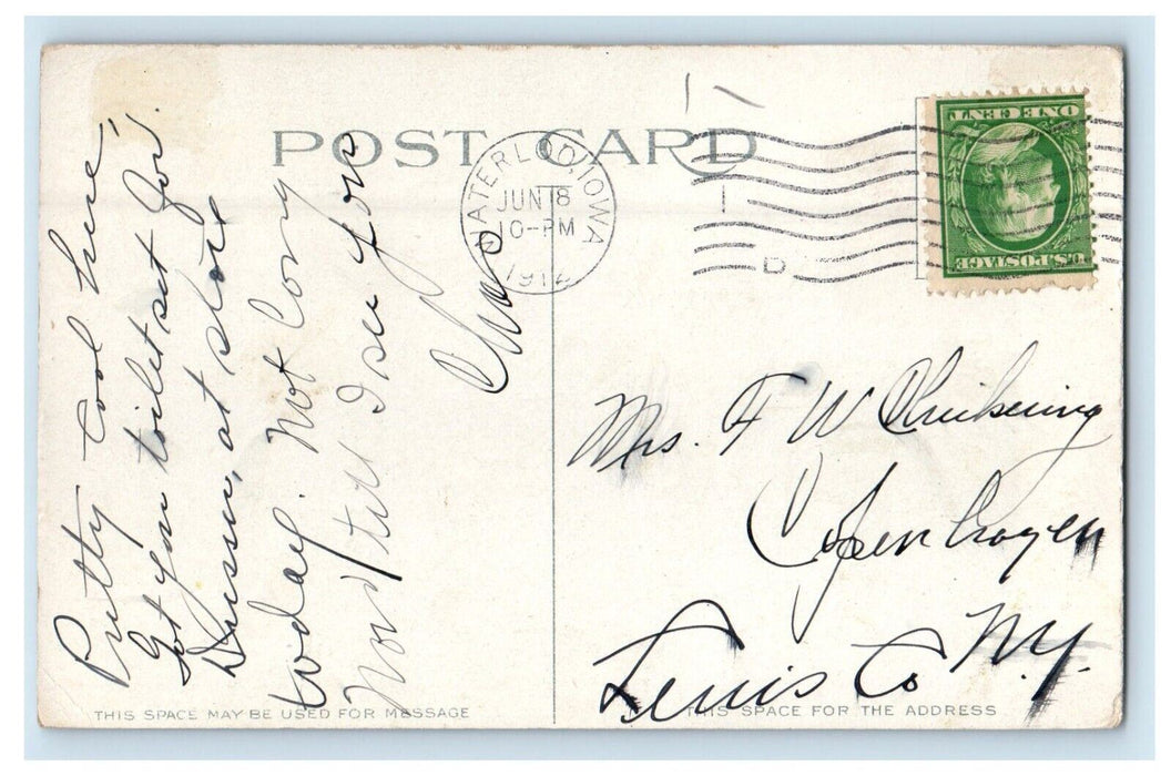 1912 Scene On The Cedar Trees Scene View Waterloo Iowa IA Antique Postcard