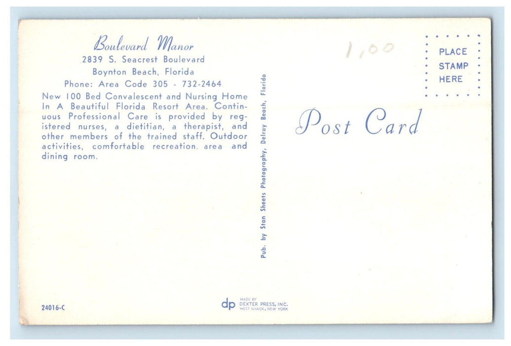 A View Of Boulevard Manor Cars Boynton Beach Florida FL Postcard