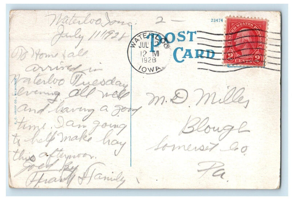 1928 Hotel Russell Lamson Building Cars Waterloo Iowa IA Vintage Postcard