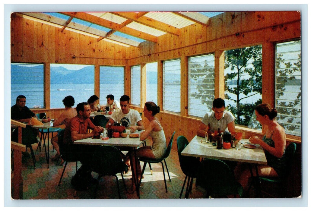 Blue Water Manor Log Cabins Lake George Diamond Point New York NY Postcard