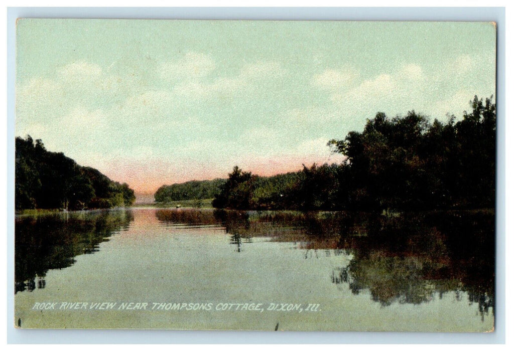 c1910's Rock River View Near Thompsons Cottage Dixon Illinois IL Postcard