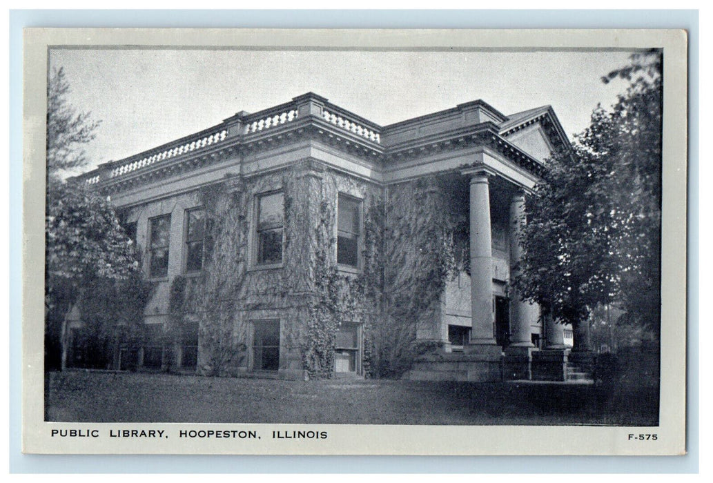 c1910 Public Library Hoopeston Illinois IL Antique Unposted Postcard