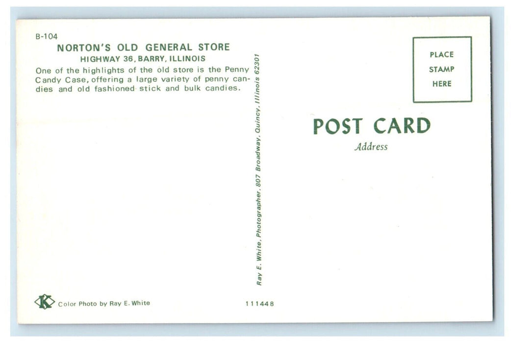 Norton's Old General Store Interior Barry Illinois IL, Penny Candy Case Postcard