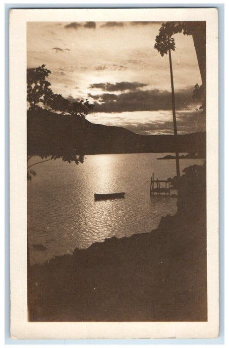 1912 Scenic View of Lake from Shore Boat Camden Maine ME Posted RPPC Postcard
