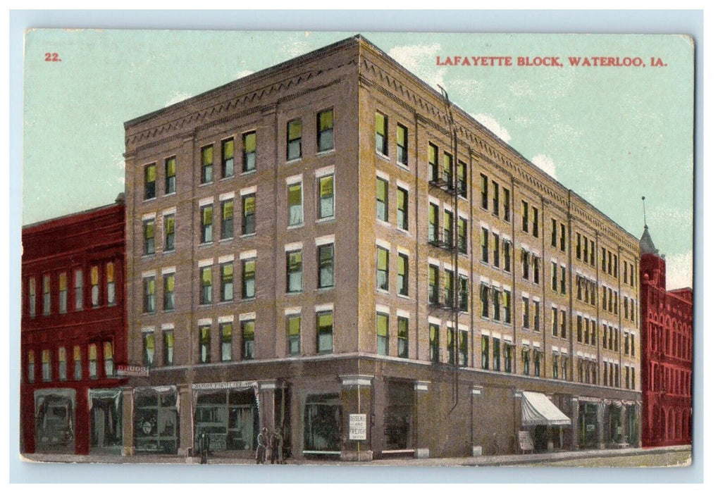 c1910's Lafayette Block Building Waterloo Iowa IA Unposted Antique Postcard