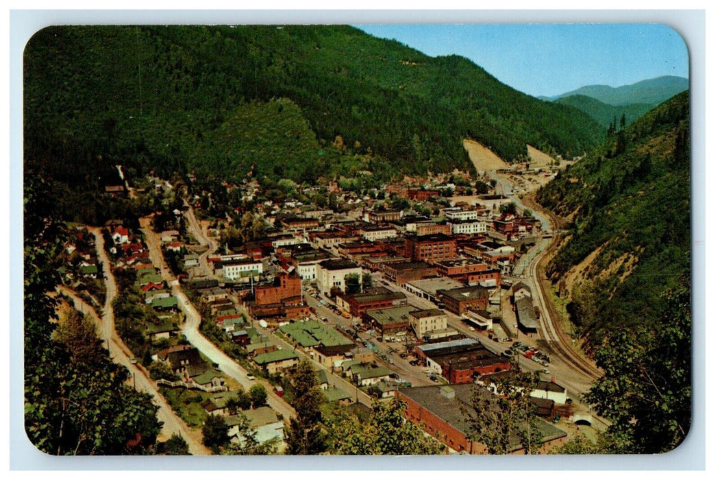 c1950's Aerial View Coeur D' Alene Mining District Wallace Idaho ID Postcard