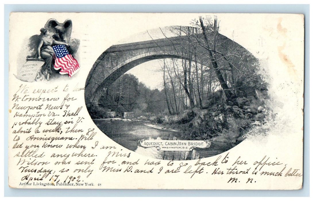 c1900s Aqueduct, Cabinjohn Bridge Washington DC Posted PMC Postcard