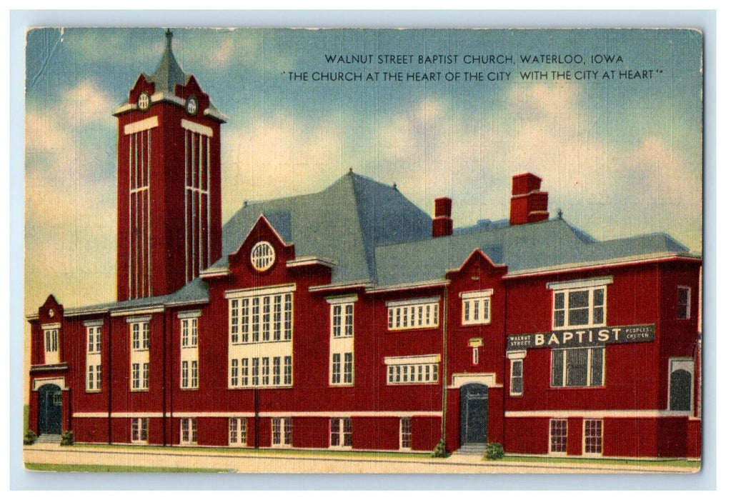 Waterloo Iowa IA, Walnut Street Baptist Church Unposted Vintage Postcard