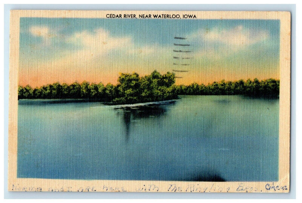 c1940's A View Of Cedar River Near Waterloo Iowa IA Posted Vintage Postcard