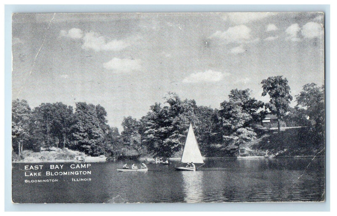 1946 East Bay Camp Lake Sailboat Bloomington Illinois IL Vintage Postcard