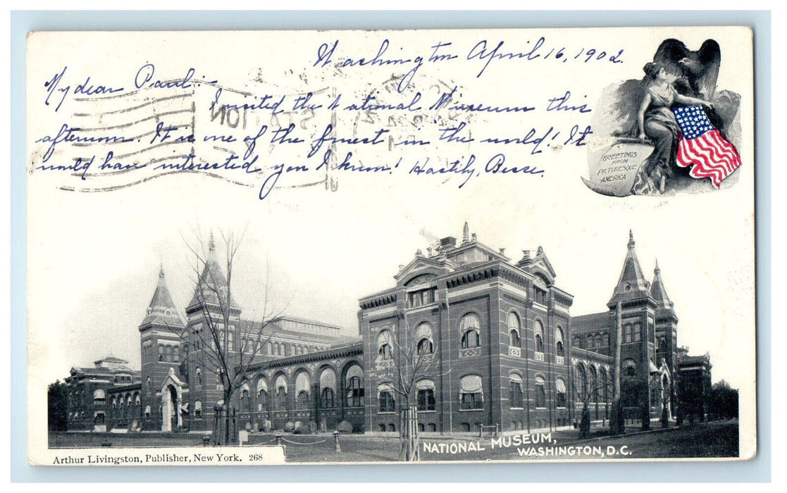 1902 National Museum Washington DC Dedham MA Antique PMC Postcard