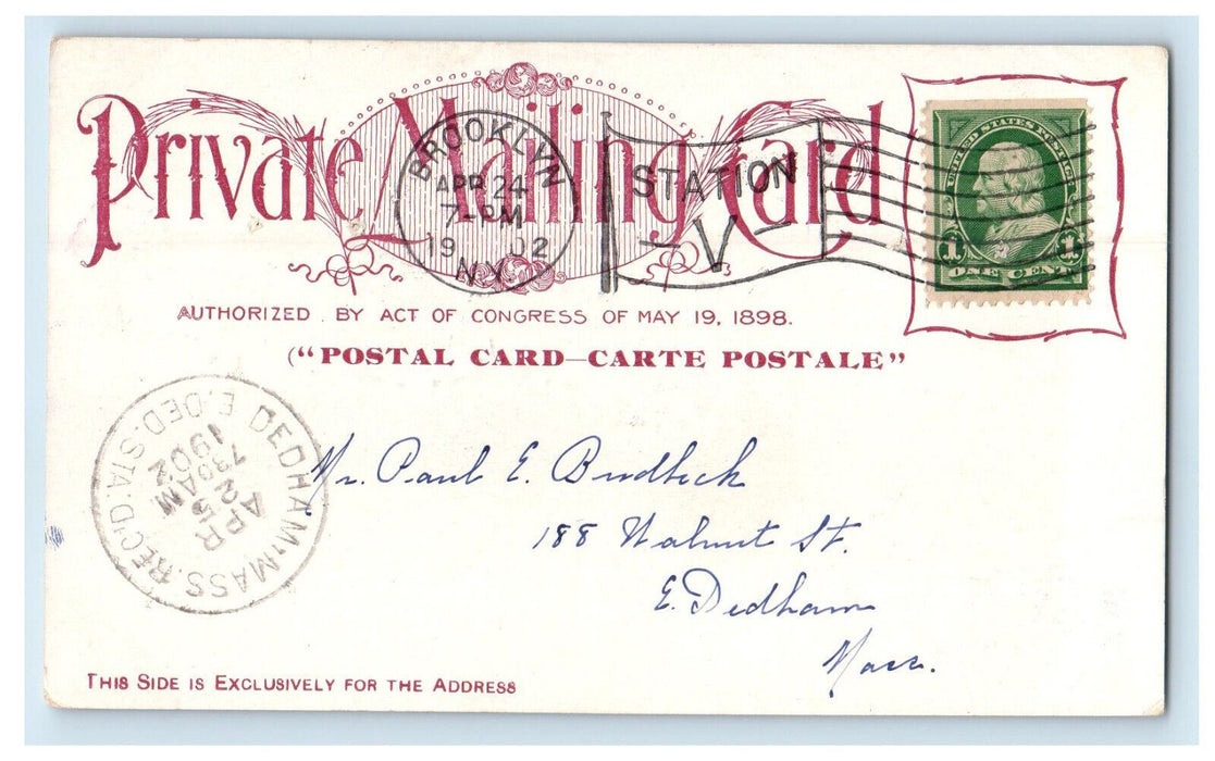 1902 National Museum Washington DC Dedham MA Antique PMC Postcard