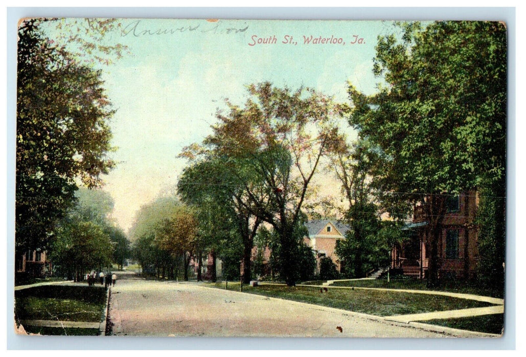 1909 View Of South Street Waterloo Raymond Iowa IA Posted Antique Postcard