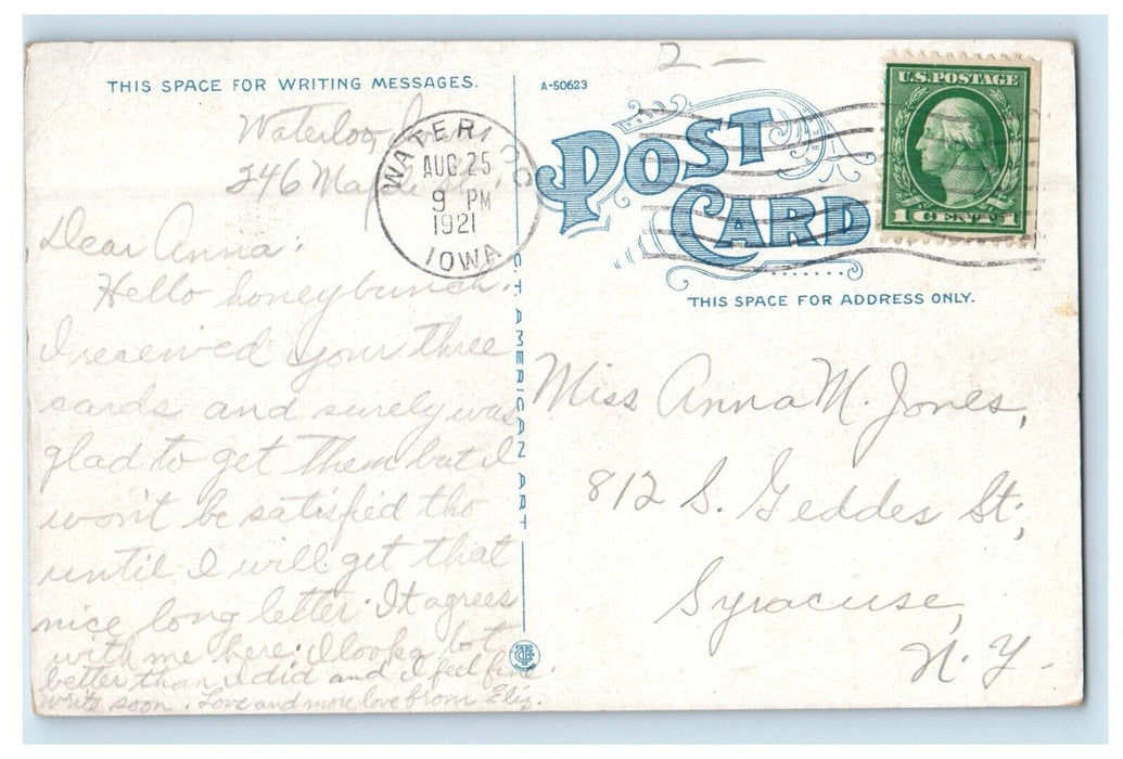 1921 James Black Building Street View Waterloo Iowa IA Posted Vintage Postcard