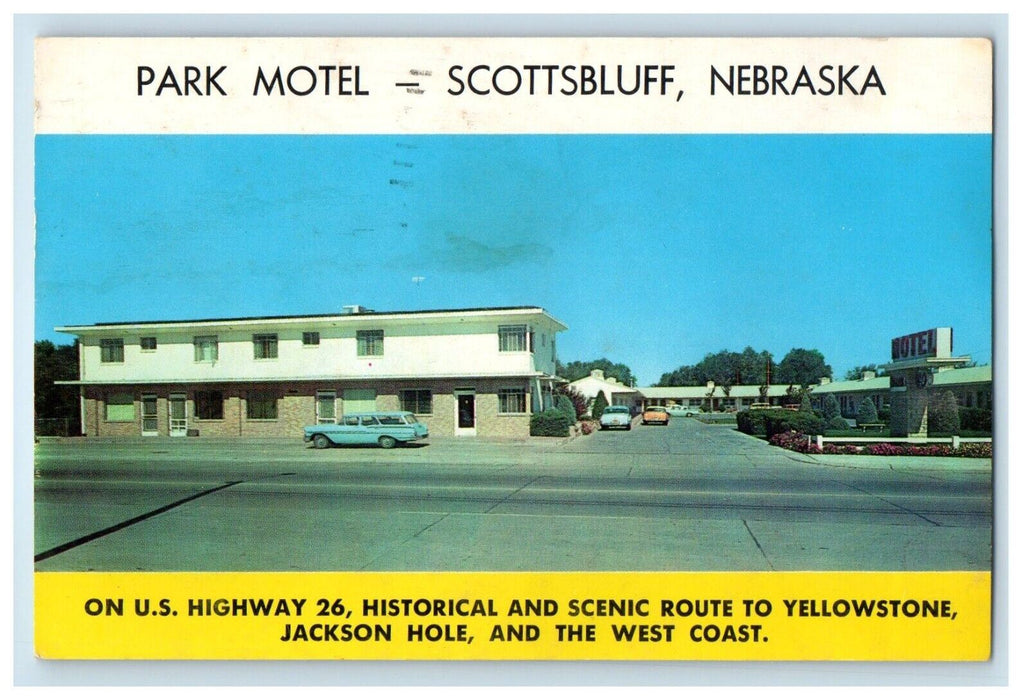 1965 Park Motel Road Side Car Scottsbluff Nebraska NE Posted Vintage Postcard