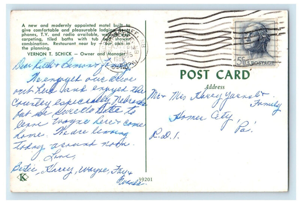 1965 Park Motel Road Side Car Scottsbluff Nebraska NE Posted Vintage Postcard