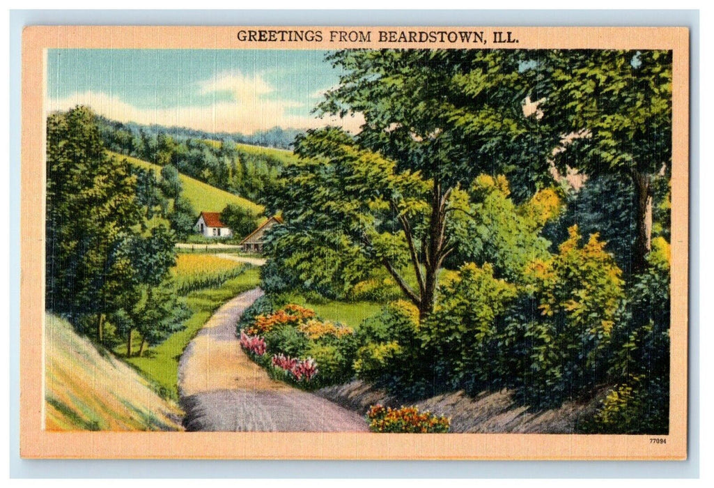 1949 Greetings From Beardstown Illinois IL, Road Houses Postcard