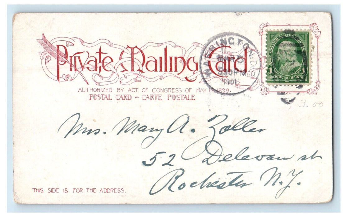 1901 Presidential Mansion, White House, Washington DC Antique Posted Postcard