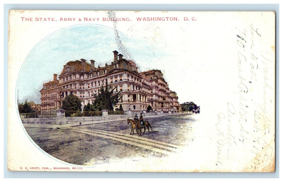 1902 State Army & Navy Building, Washington DC Cromwell CT Posted Postcard