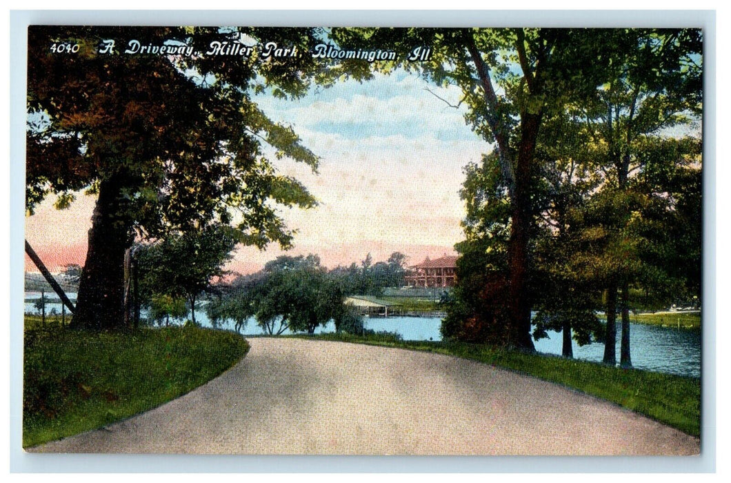c1930's A Driveway Miller Park Road Bloomington Illinois IL Unposted Postcard