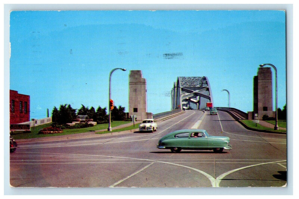 1955 Centenial Bridge Illinois IL, Connecting Rock Island Davenport Car Postcard