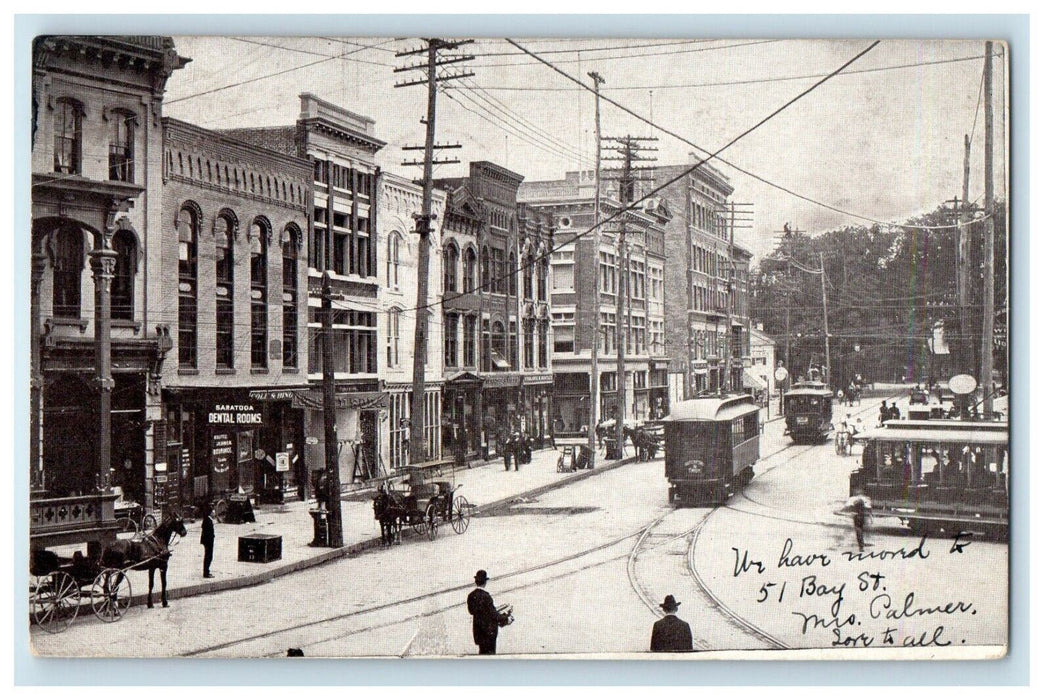 1907 Glen Streets Saratoga Dental Trolley Glens Falls New York NY Postcard