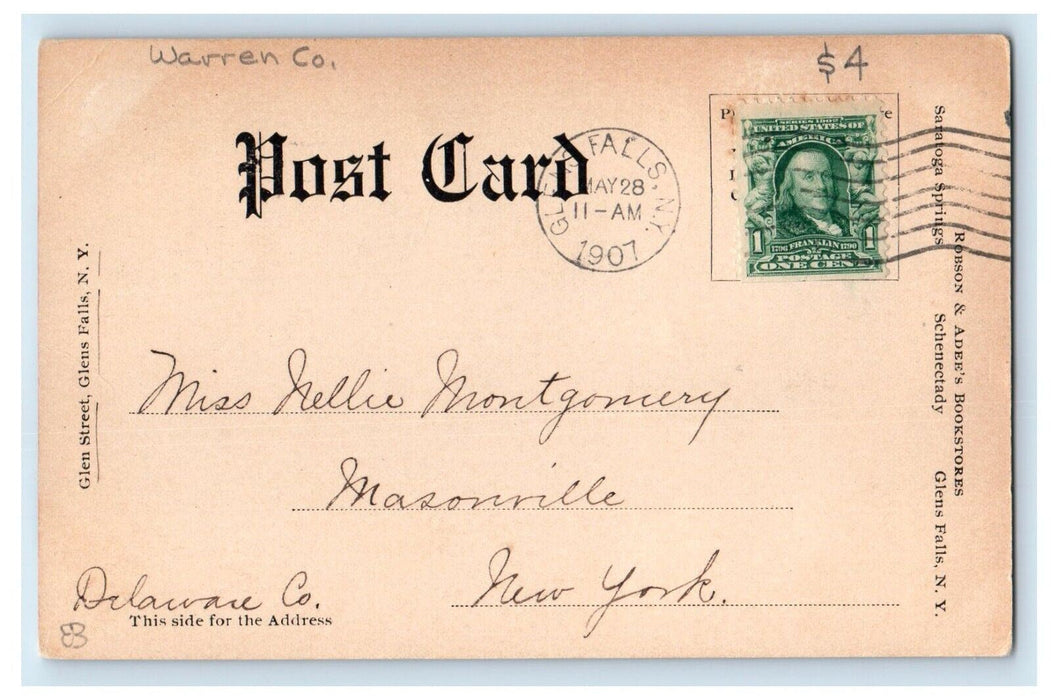 1907 Glen Streets Saratoga Dental Trolley Glens Falls New York NY Postcard