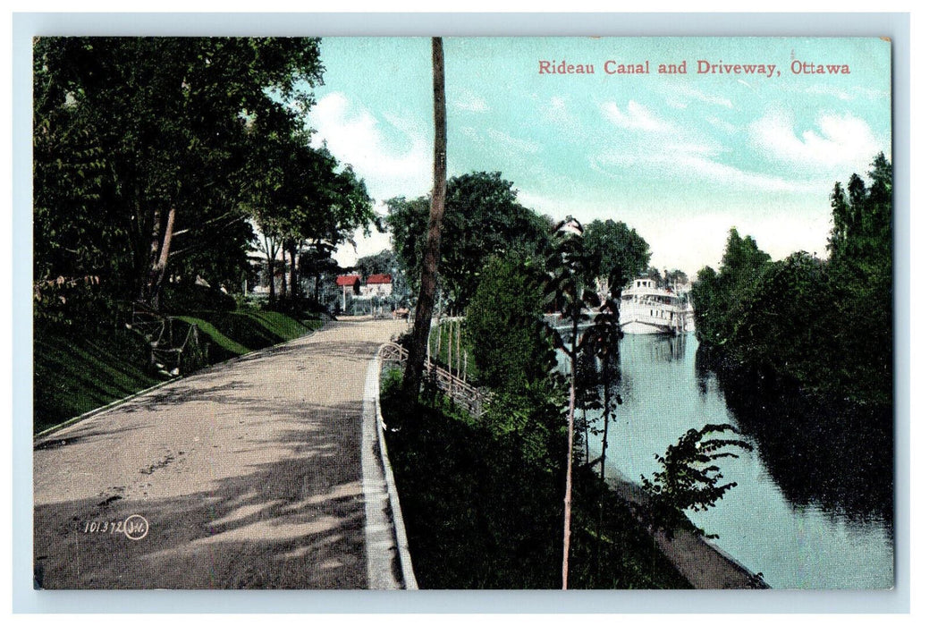 c1905 Rideau Canal and Driveway Ottawa Canada Unposted Antique Postcard