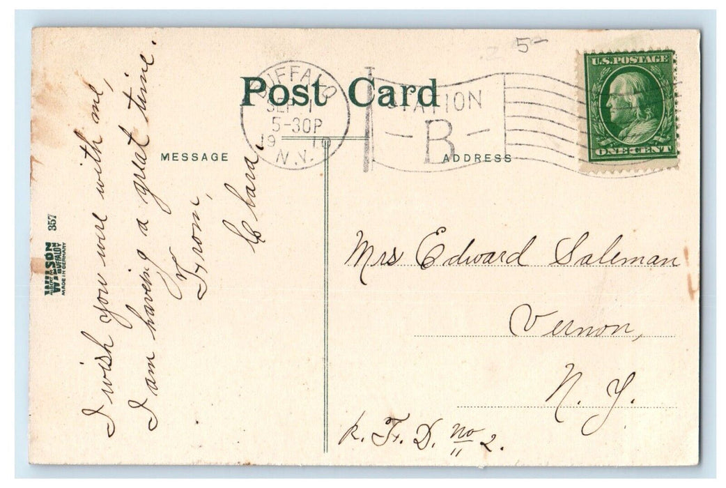 1910 Niagra River From The Buffalo Launch Club Boats Canoe New York NY Postcard