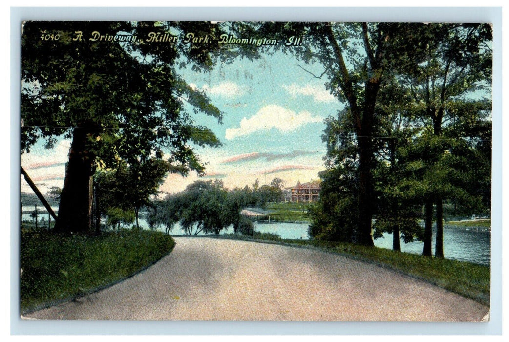 1910 Driveway Miller Park Bloomington Illinois IL Posted Antique Postcard