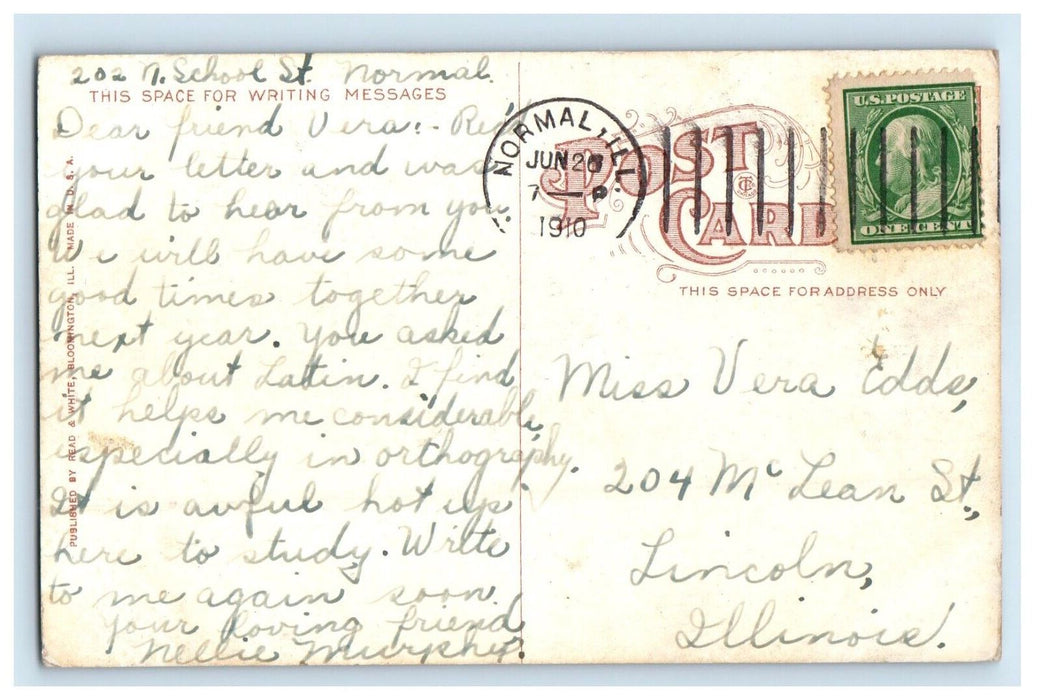 1910 Driveway Miller Park Bloomington Illinois IL Posted Antique Postcard
