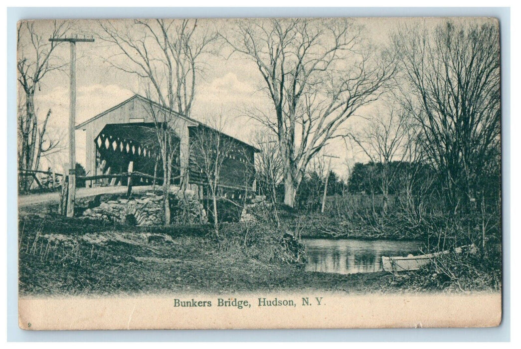 c1905 Bunkers Covered Bridge Hudson New York NY Unposted Antique Postcard