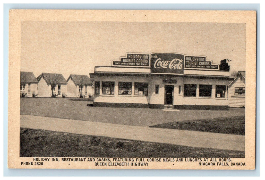 c1940's Holiday Inn, Restaurant and Cabins, Niagara Falls Canada Ad Postcard